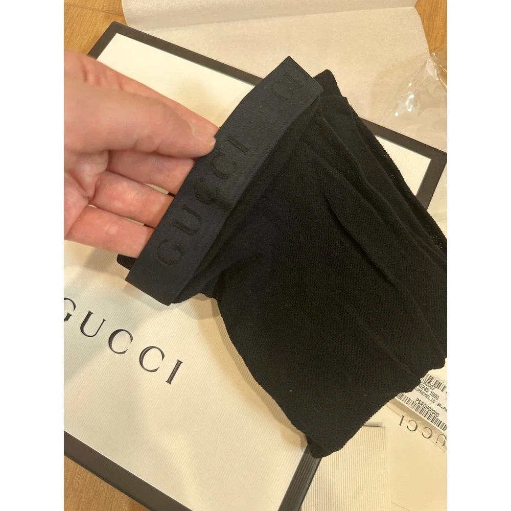Gucci GG Supreme Mesh Tights Black First Edition 465727 Italian Hosiery M
